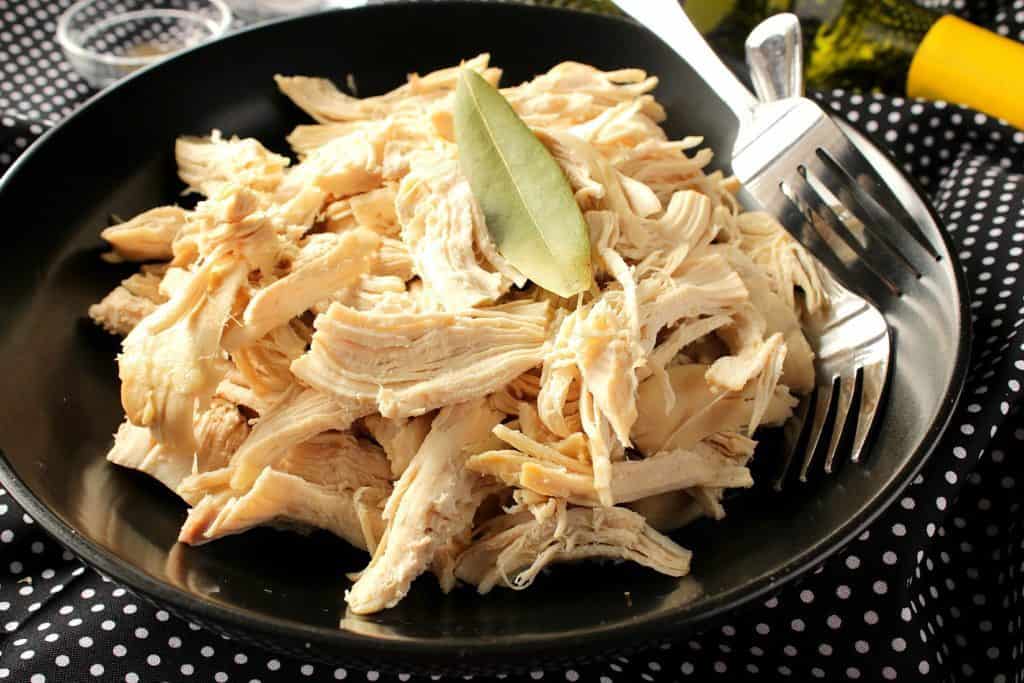 Once cooked, you can use this White Wine Poached Chicken Breast with Bay Leaf for all sorts of salads, sandwiches, and casseroles. You are only limited by your imagination with how you'll use it. Of course, you can eat it plain too. It's that good! - Kudos Kitchen by Renee Chicken breast poached with white wine