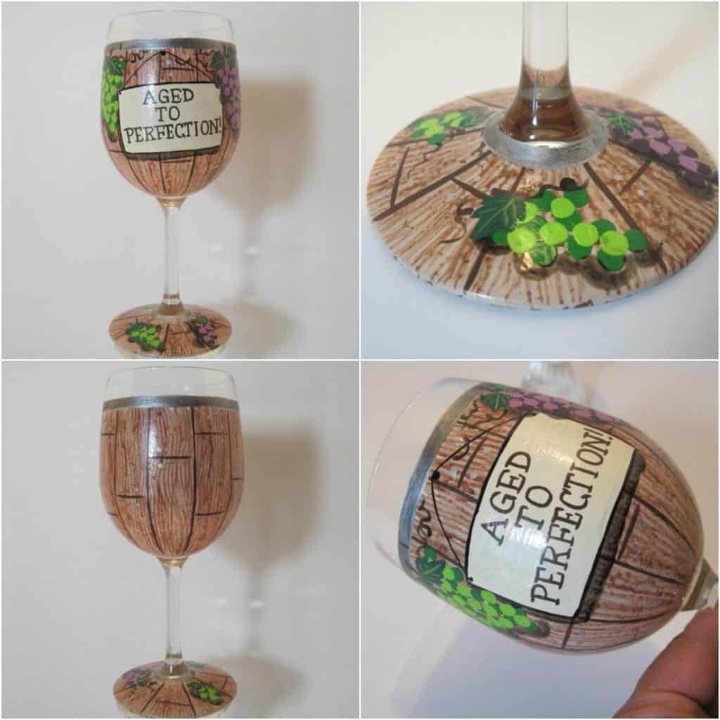 Aged to Perfection Wine Barrel Hand Painted Wine Glass