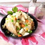 Chicken Pot Potatoes with cream sauce and vegetables