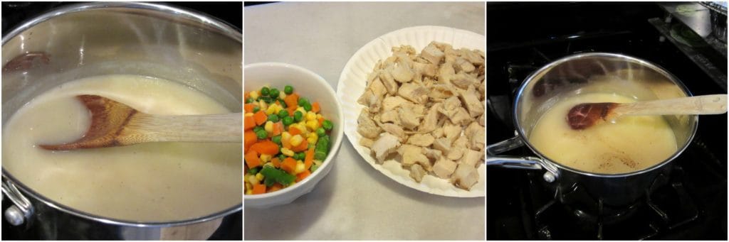 Adding chicken a vegetables for Chicken Pot Potatoes