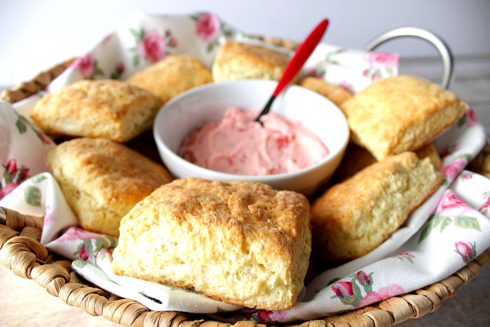 mile high cream cheese biscuits with strawberry butter