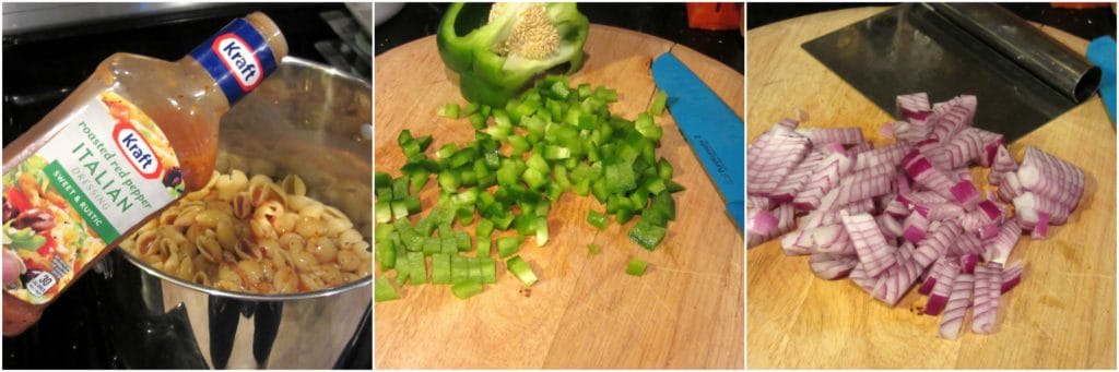 Making Italian Shell Pasta Salad