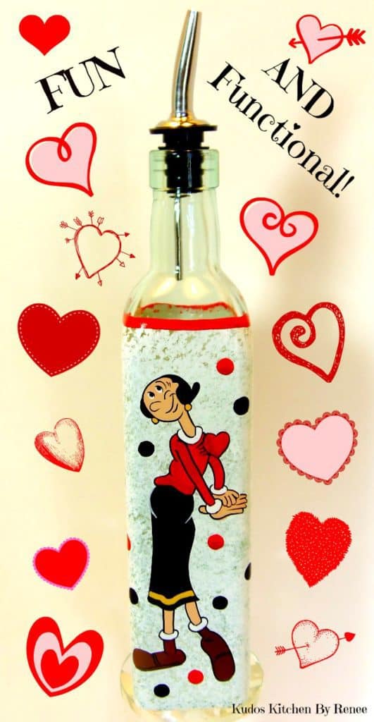 Olive Oyl Hand Painted Oil Bottle
