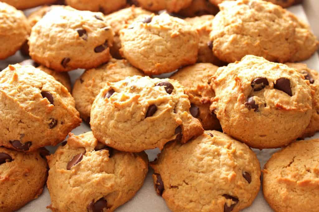 Closeup photo of Peanut Butter Banana Chocolate Chip Cookies