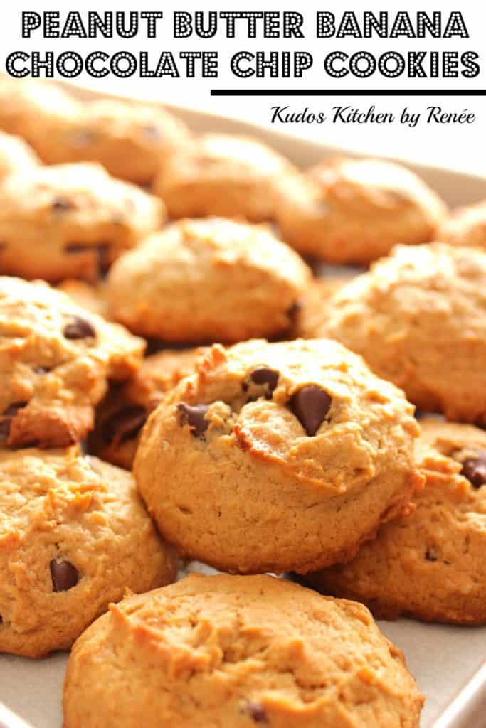 Peanut Butter Banana Chocolate Chip Cookies on a tray