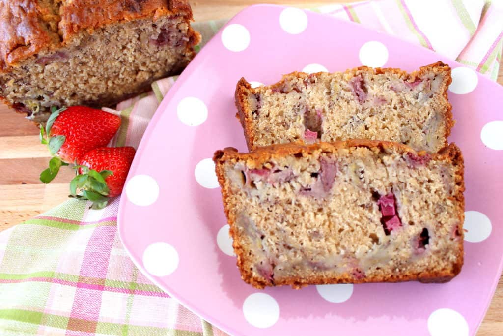 Rhubarb Quick Bread with Strawberry and Banana