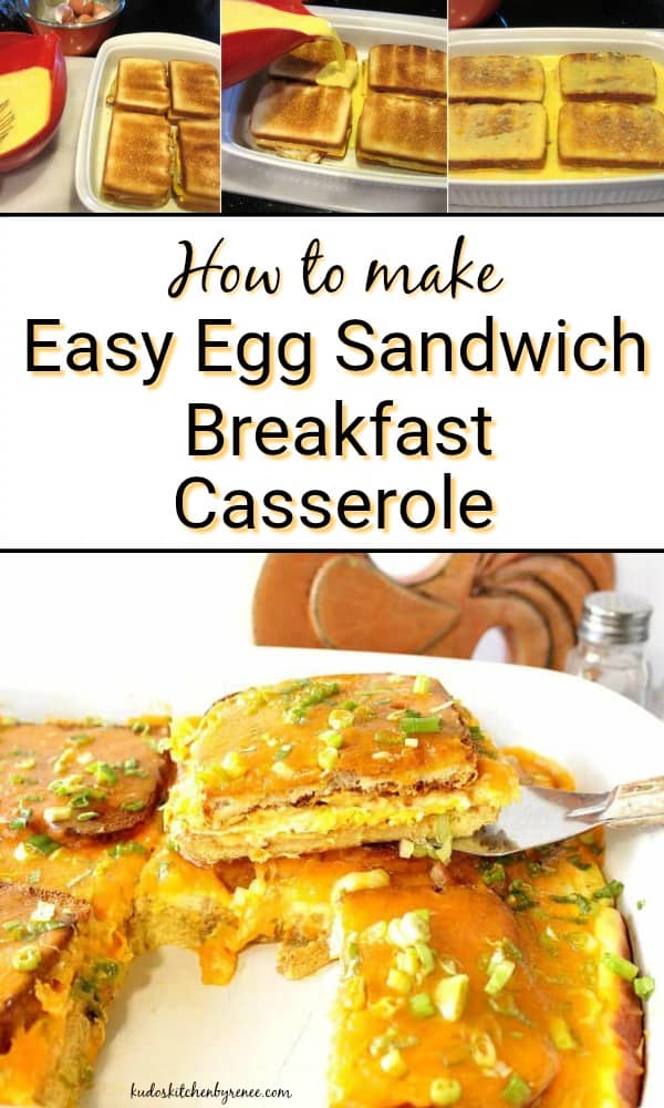 Egg Sandwich Breakfast Casserole Vertical Collage Title Text Image