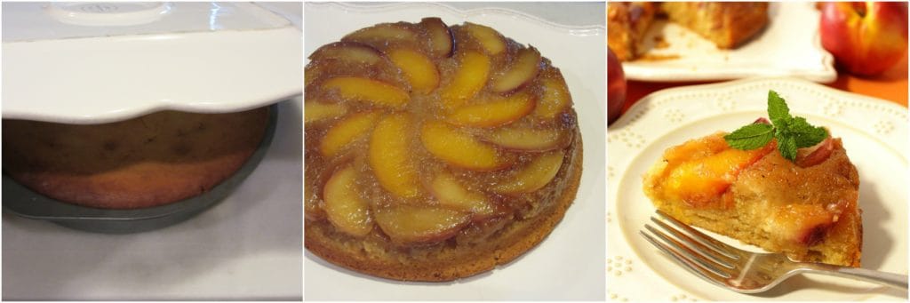 How to make a Nectarine Upside Down Cake photo tutorial collage.