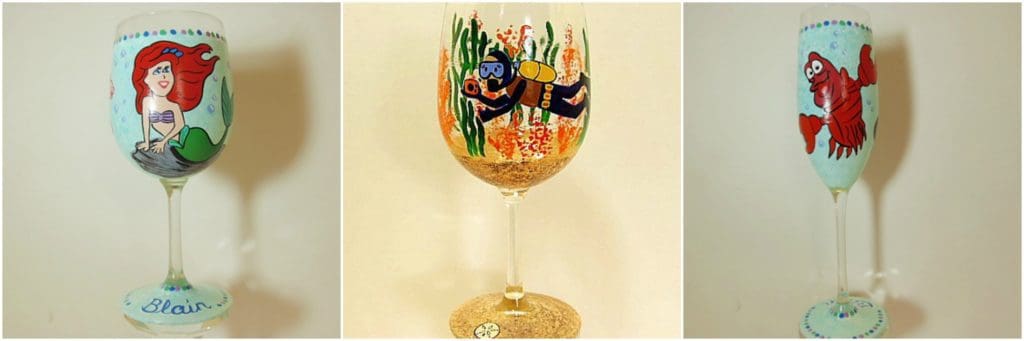 Under the Sea Hand Painted wine glasses