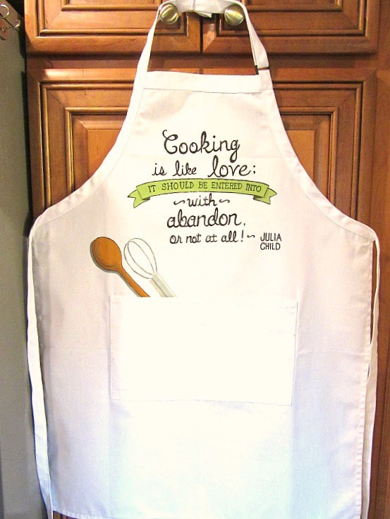 Hand Painted Julia Child cooking quote apron - www.etsy.com/shop/kudoskitchenpaints