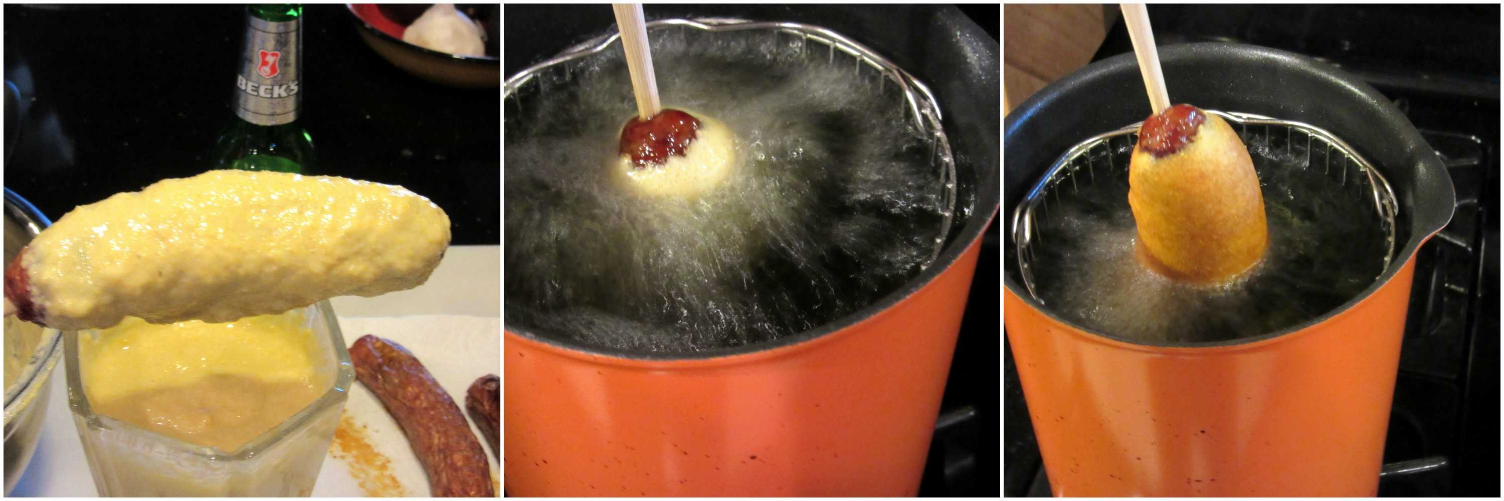 Bratwurst on a Stick with Fried Cornmeal Beer Batter Recipe