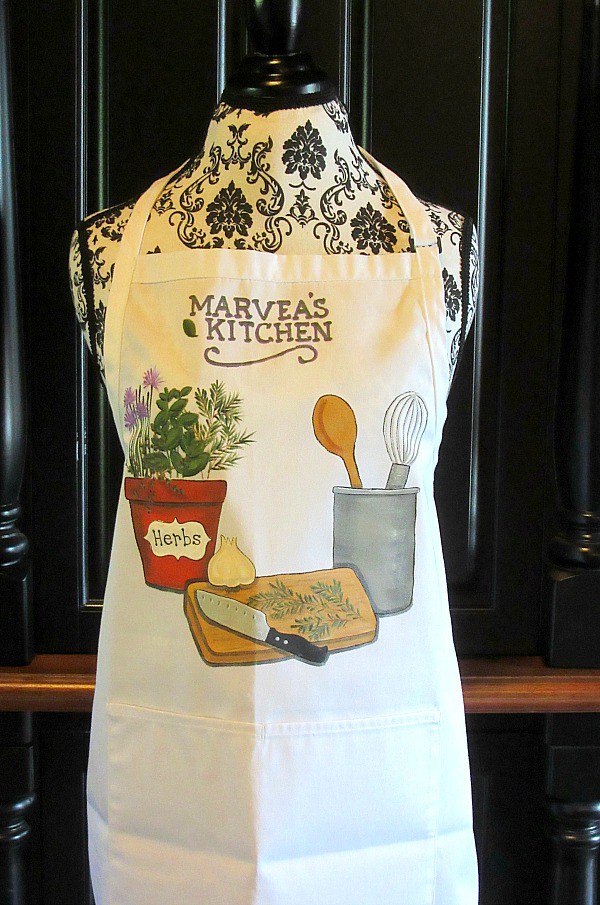 Cooking with fresh herbs hand painted apron.