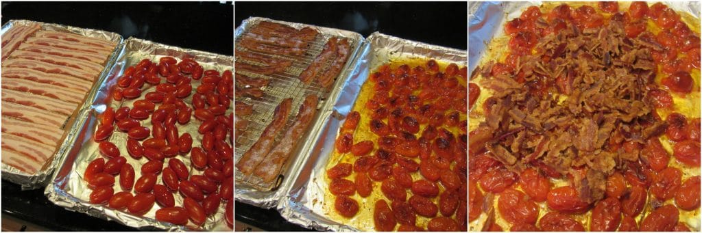 How to roast tomatoes and bacon.