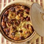 Pretzel Roll Strata with Brats and Sauerkraut