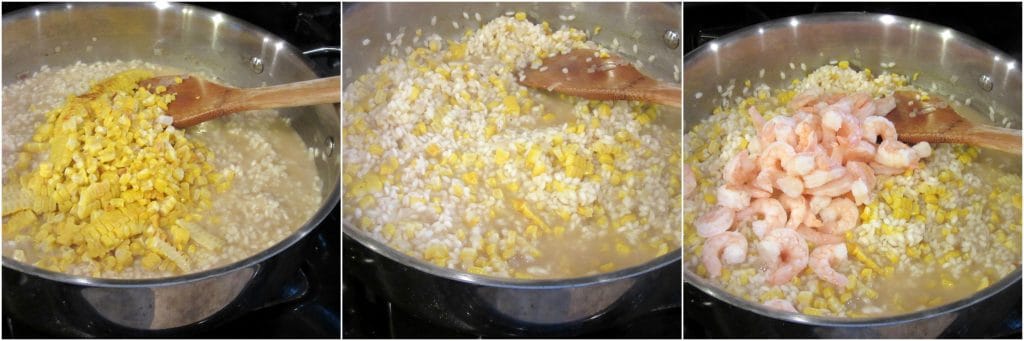 Sweet corn and shrimp risotto.