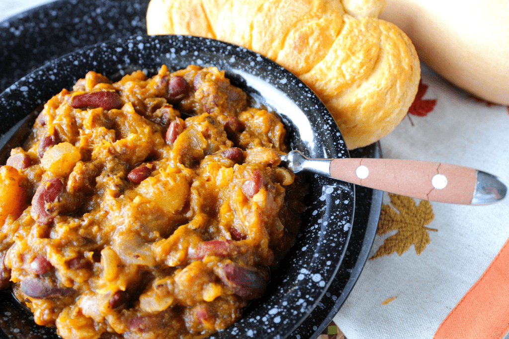 Pumpkin Shape Biscuits with Butternut Squash Chili