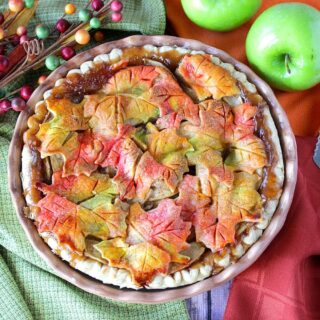 Apple Pie with Colorful Pie Crust Leaves