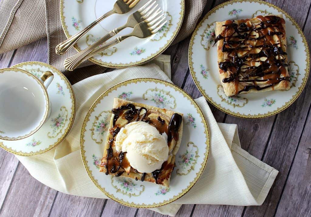 Apple Puff Pastry Squares with Caramel Drizzle