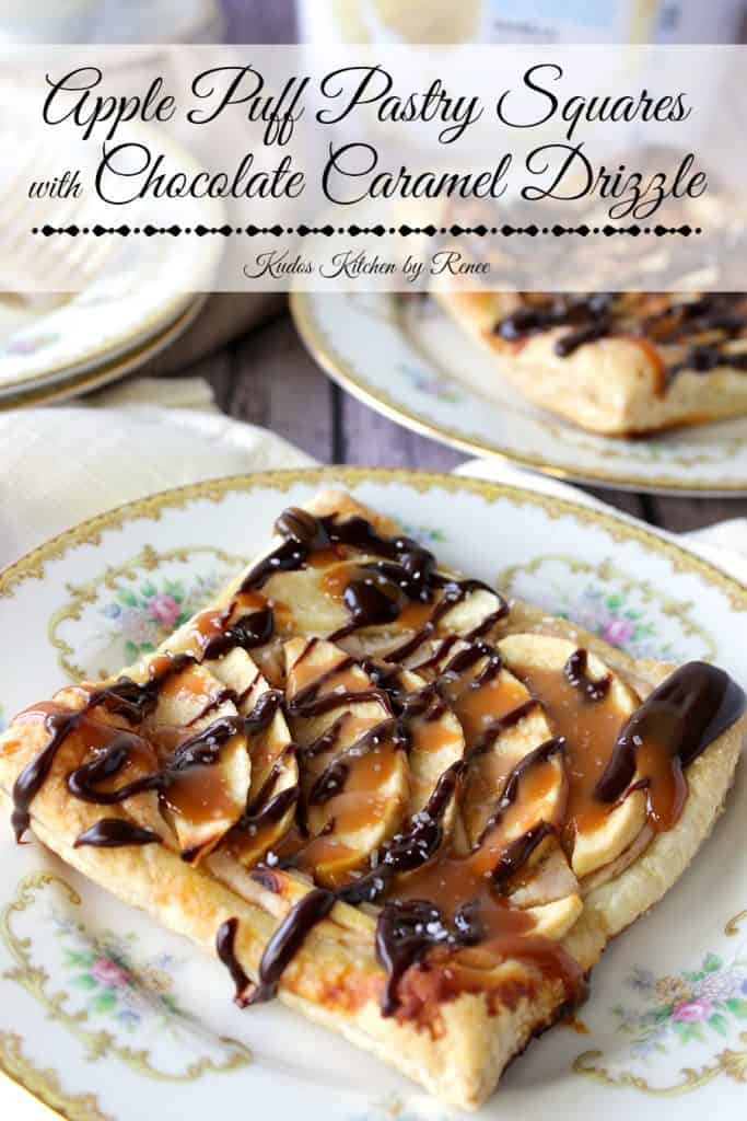 Apple Puff Pastry Squares with Chocolate Drizzle