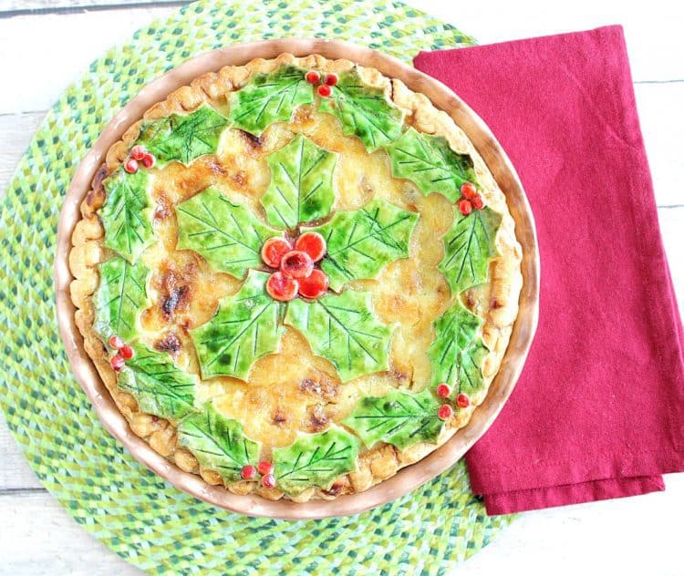 festive coconut banana custard holly berry pie