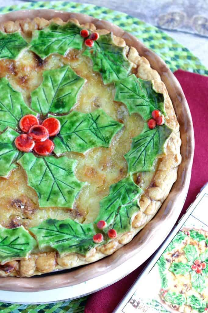 Coconut Banana Custard Pie with Christmas Decoration