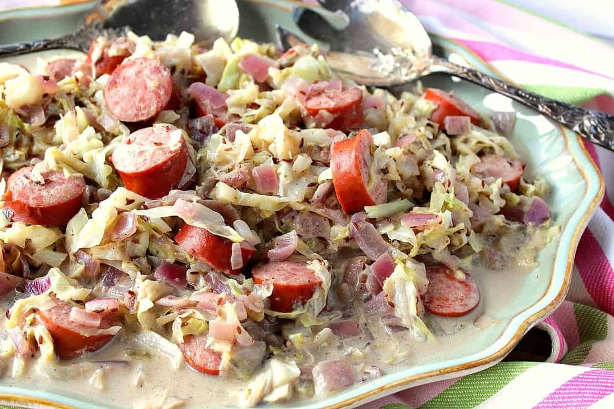 Caraway Creamed Cabbage with Sausage