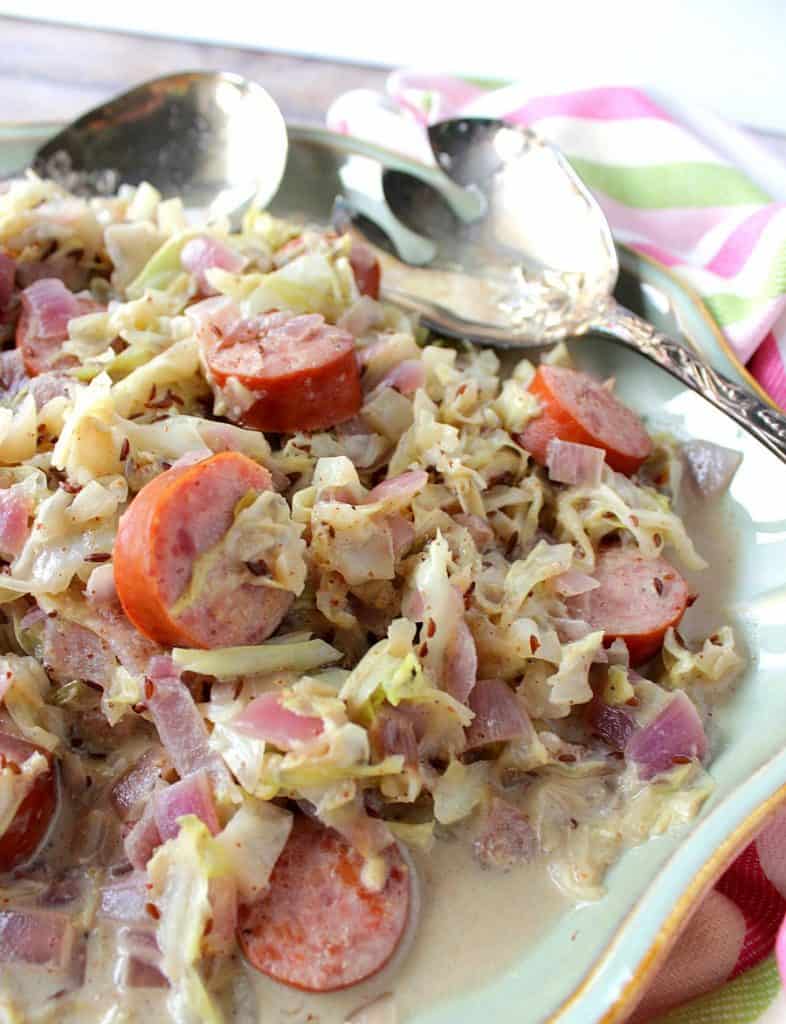 Caraway Creamed Cabbage with Sausage