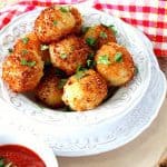 Pan Fried Mozzarella Cheese Stuffed Rice Balls with Marinara