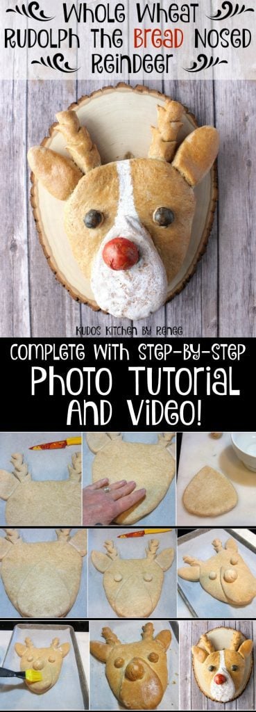 Whole Wheat Rudolph Bread Nosed Reindeer Recipe and Tutorial - kudoskitchenbyrenee.com