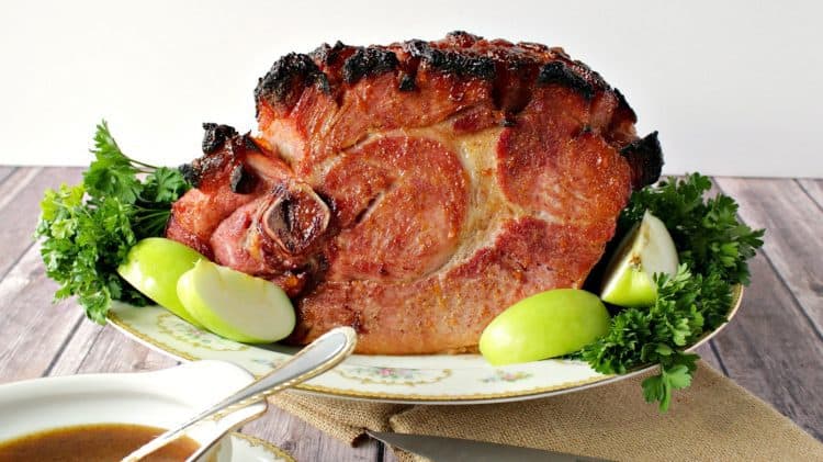 spiced apricot mustard glazed ham
