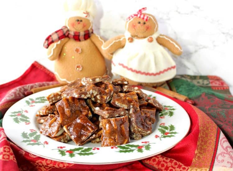 sticky chewy gingerbread toffee with almonds