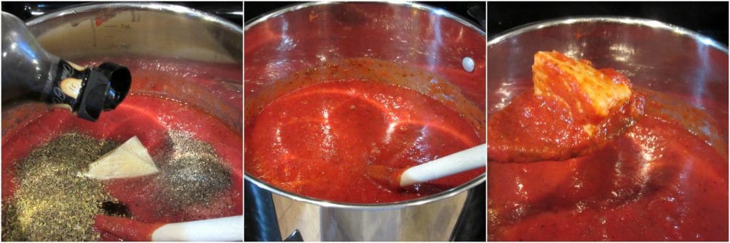 Making homemade marinara sauce.