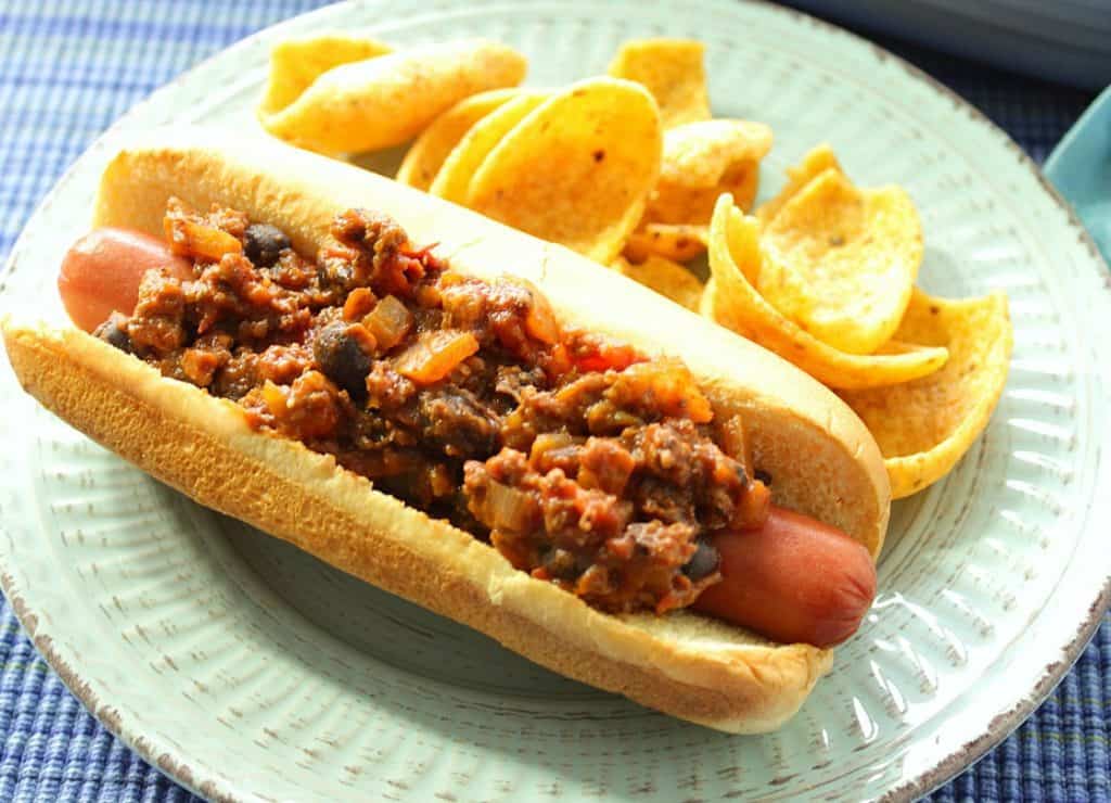 Sloppy Jose Hot Dogs with Black Beans & Chiles