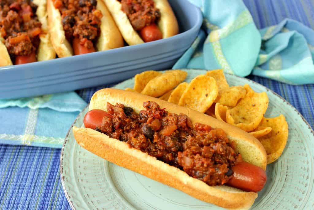 Sloppy Jose Hot Dogs with Black Beans and Chiles