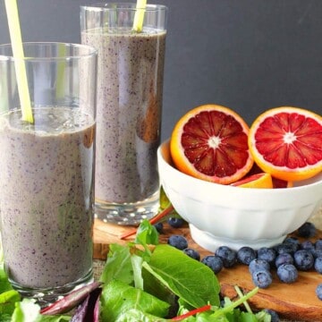 blood orange breakfast smoothie with blueberries