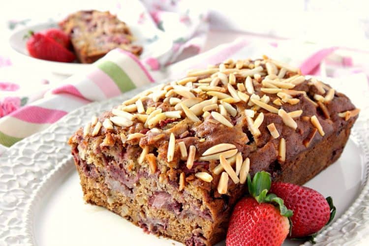 deliciously easy one-bowl strawberry banana bread with almonds
