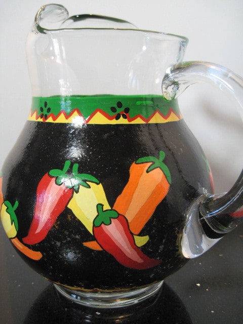 Hand Painted Chili Pepper Pitcher