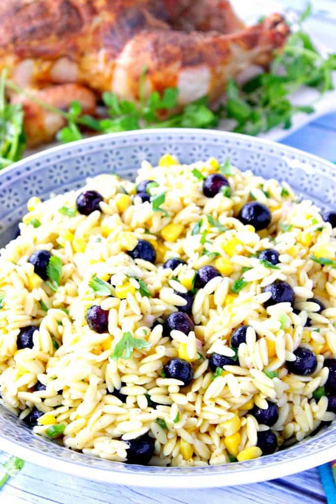 Chilled Orzo Pasta Salad with Sweet Corn and Blueberries