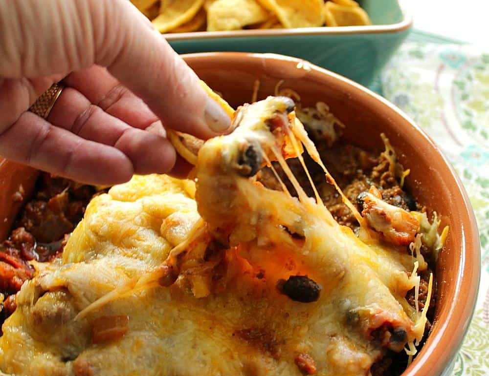 Easy Cheesy Mexican Bean Dip Recipe for Cinco de Mayo | Kudos Kitchen by Renee Mexican Bean Dip with Cheese