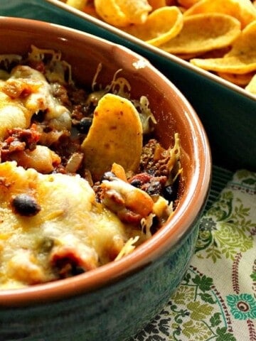 Cheesy Mexican Bean Dip Recipe with Chips