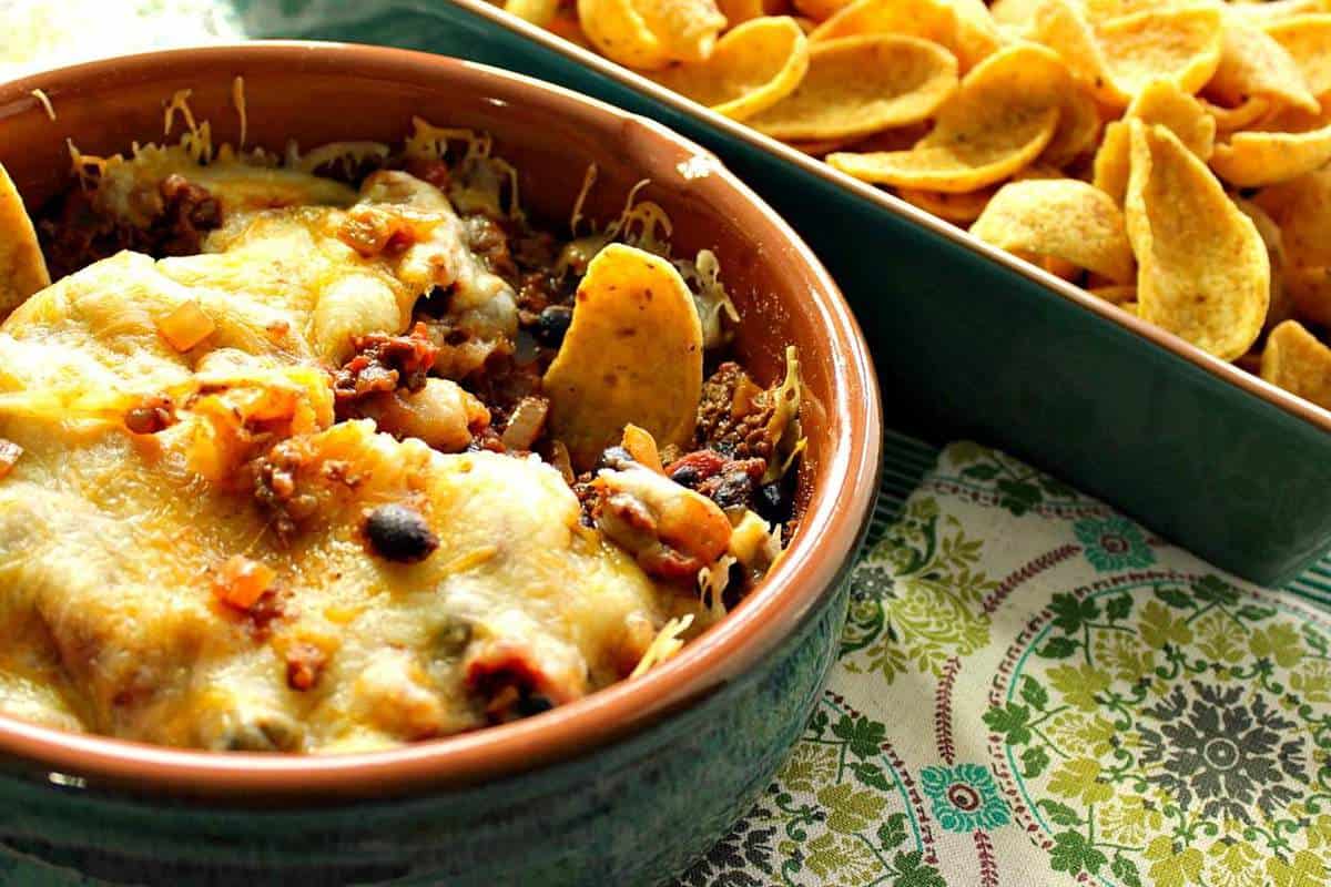 Cheesy Mexican Bean Dip Recipe with Chips