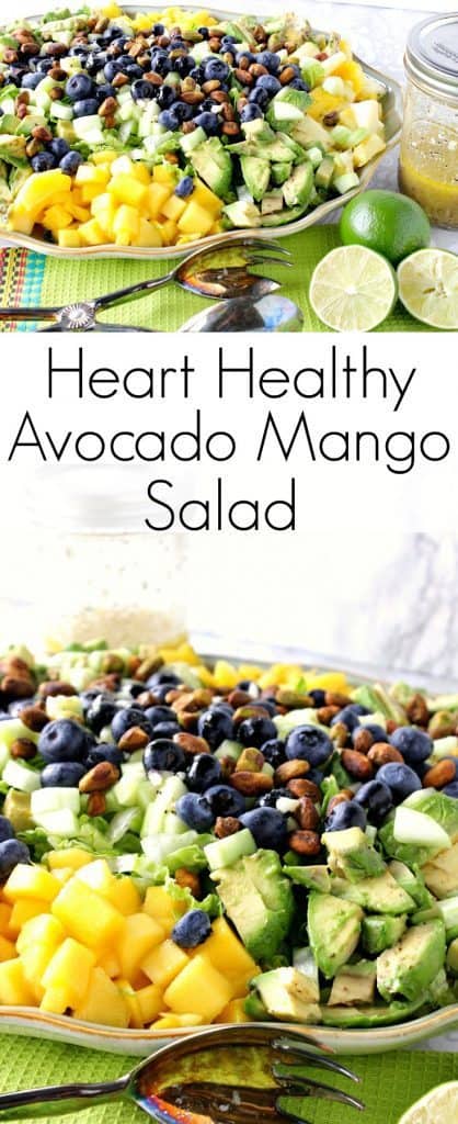 Heart Healthy Avocado Mango Salad With Lime Poppy Seed Vinaigrette is a brightly flavored and satisfying salad. It makes a delicious dinner all by itself, or for some added protein add some cooked chicken breast or turkey. Your call. Your salad. - kudoskitchenbyrenee.com