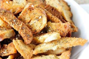 Homemade Everything Bagel Chips with sesame and poppy seeds