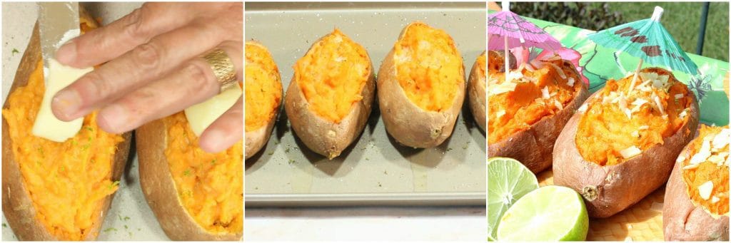 How to make Twice Baked Sweet Potato Boats with a Tropical Touch of Coconut and Lime