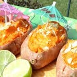 Twice Baked Sweet Potatoes with a Tropical Touch of coconut and lime