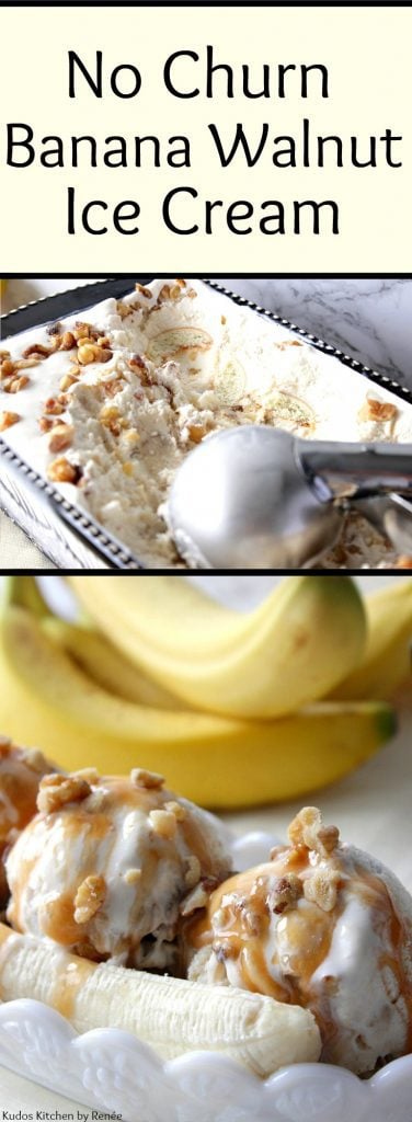 Photo collage of banana walnut ice cream
