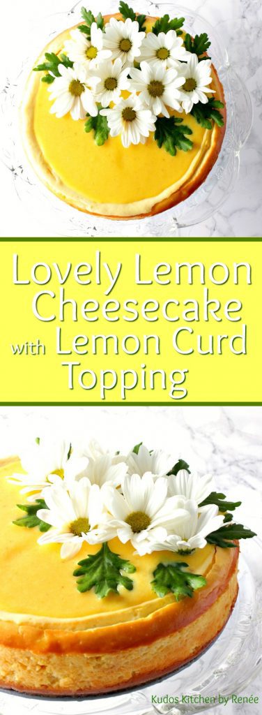Photo collage of lemon cheesecake with title text