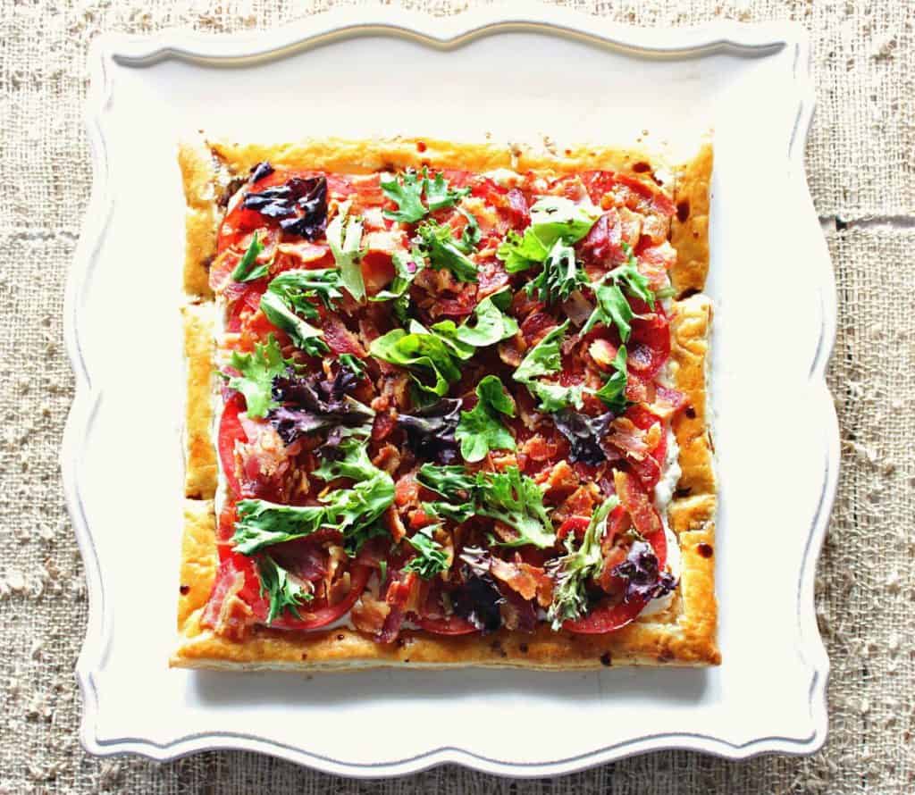Square BLT Puff Pastry Tart Overhead image