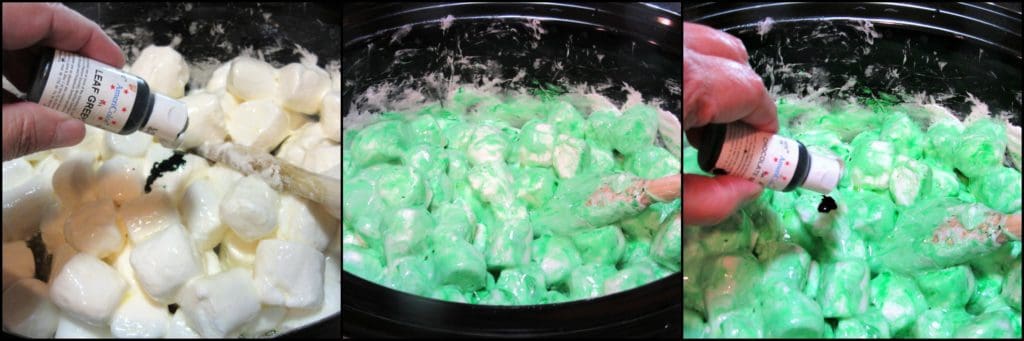 How to make Frankenstein Rice Cereal Halloween Treat in a slow cooker using AmeriColor soft gel paste | Kudos Kitchen by Renee