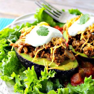 Turkey Taco Stuffed Avocados with Salsa and Sour Cream